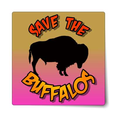 silhouette animal save the buffalos sticker
