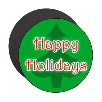 silhouette happy holidays christmas tree magnet