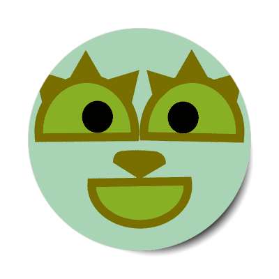 smiley animal green eyelashes open medium smile sticker