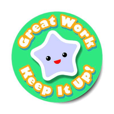 smiley star great work keep it up stickers, magnet