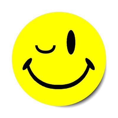 smiley winking classic yellow sticker