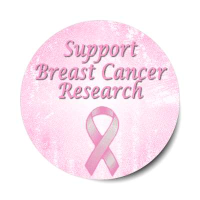 support breast cancer research ribbon awareness pink sticker