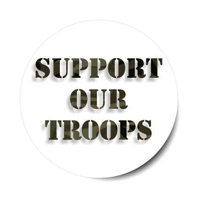 support our troops white camouflage sticker