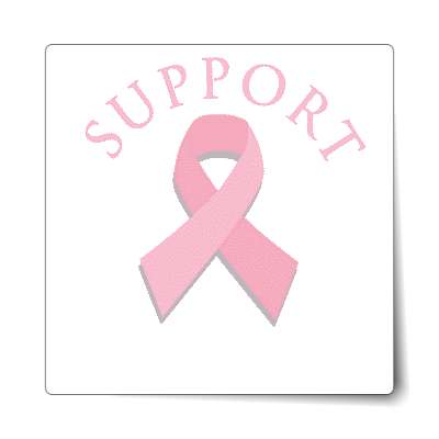 support pink ribbon cancer breast sticker