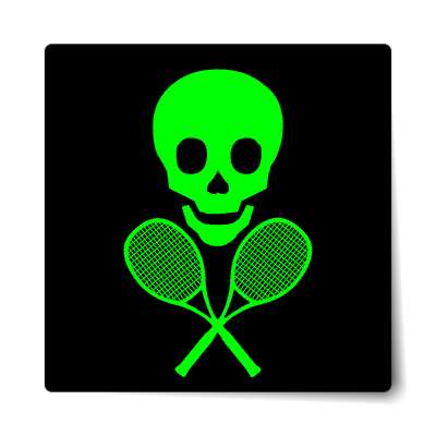 tennis rackets skull crossbones sticker
