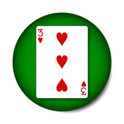 three of hearts playing card stickers, magnet