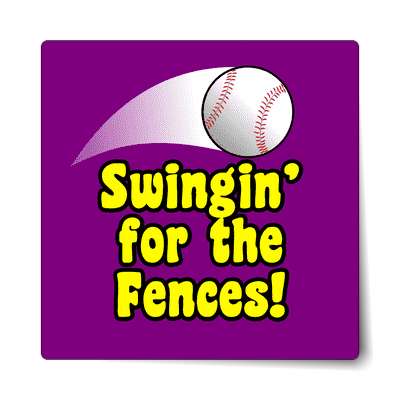 thrown baseball swinging for the fences sticker