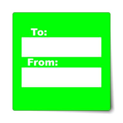 to from gift label bright green sticker