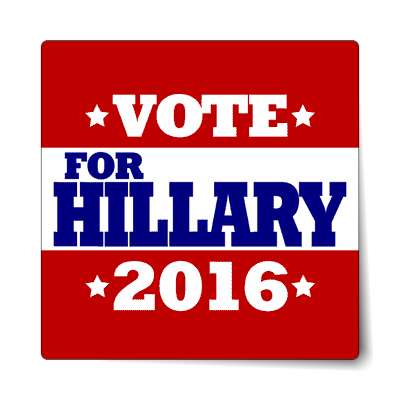 vote hillary 2016 deep red white stars sticker