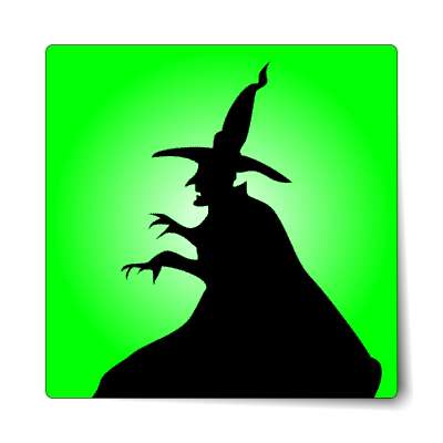 witch silhouette hat creepy green sticker