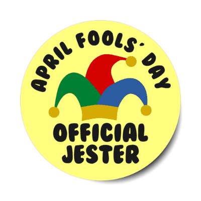 april fools day official jester hat stickers, magnet