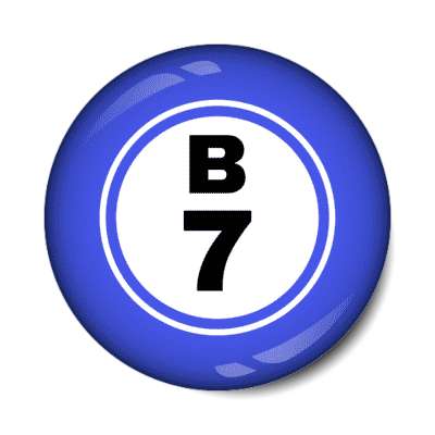 bingo ball lucky number b 7 blue stickers, magnet