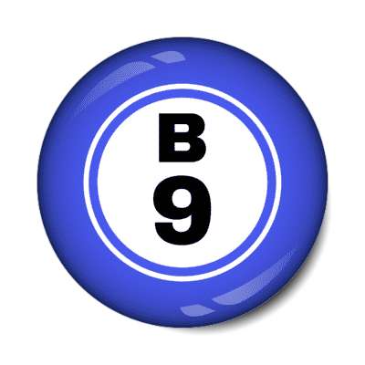 bingo ball lucky number b 9 blue stickers, magnet