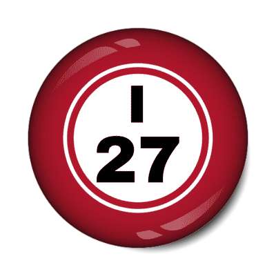 bingo ball lucky number i 27 red stickers, magnet