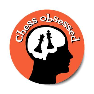 chess obsessed head brain silhouette queen king chess pieces stickers, magnet