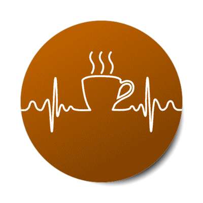 coffee heartbeat electrocardiogram ekg brown stickers, magnet