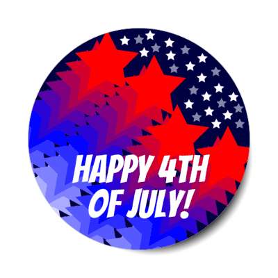 happy 4th of july fourth red white blue shooting stars stickers, magnet