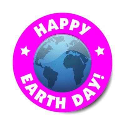 happy earth day globe purple stickers, magnet