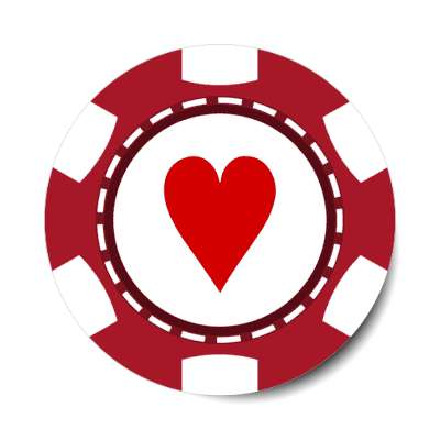 heart card suit poker chip red stickers, magnet