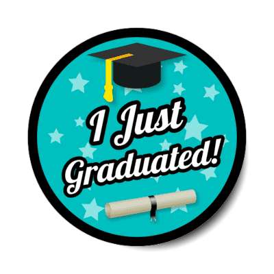 i just graduated graduation cap diploma stars teal stickers, magnet