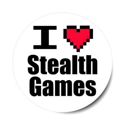 i love stealth games pixel heart stickers, magnet