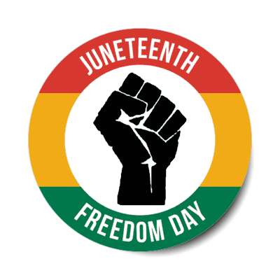 juneteenth freedom day raised fist african colors stickers, magnet