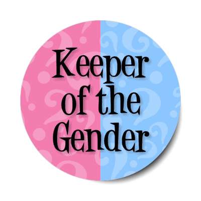 keeper of the gender pink or blue gender reveal question marks stickers, magnet