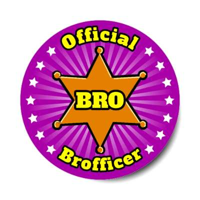 official brofficer novelty police badge purple stickers, magnet