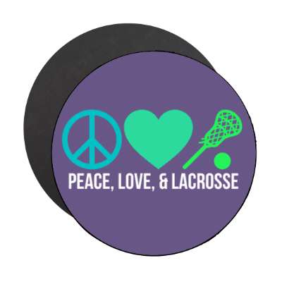 peace love and lacrosse symbols stickers, magnet