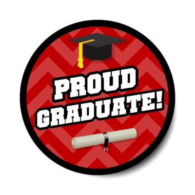 proud graduate graduation cap diploma chevron red stickers, magnet