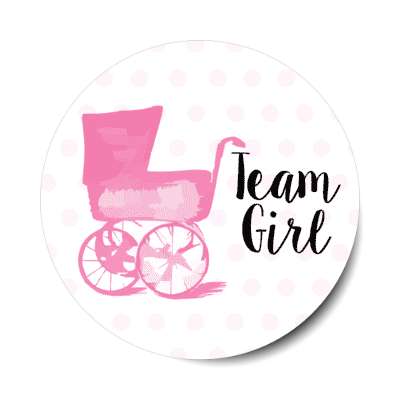 team girl baby stroller pink polka dots stickers, magnet