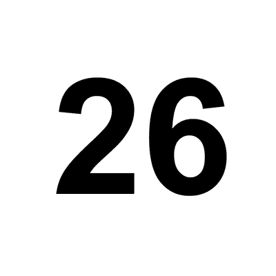 Number 26 White Black Stickers, Magnet