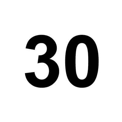 Number 30 White Black Stickers, Magnet | Wacky Print