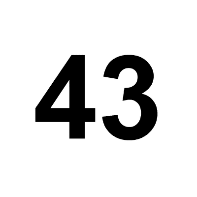 Number 43 White Black Stickers, Magnet | Wacky Print Number 43 White Black Stickers, Magnet | Wacky Print