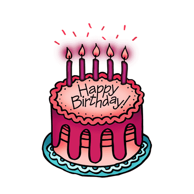 Cute Pink Birthday Cake Drawing Round Stickers | Zazzle
