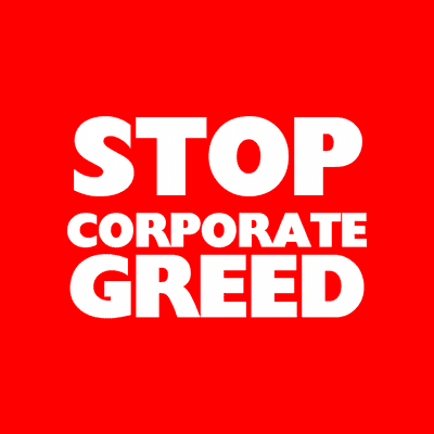 Stop Corporate Greed Bold Red Stickers, Magnet | Wacky Print