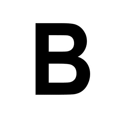 Letter B Uppercase White Black Stickers, Magnet