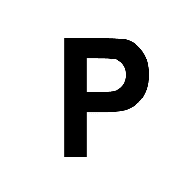 P - Typography (Black) - Letter P - Sticker