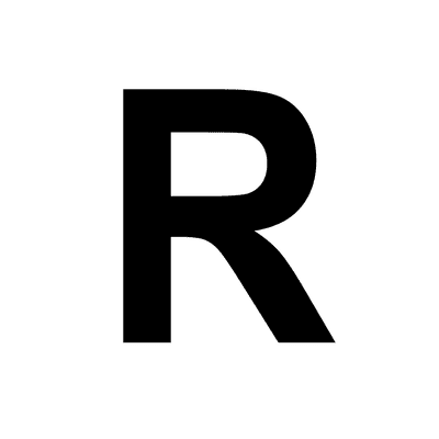 Letter R Uppercase White Black Stickers, Magnet