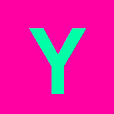 Letter Y Uppercase Hot Pink Mint Stickers, Magnet