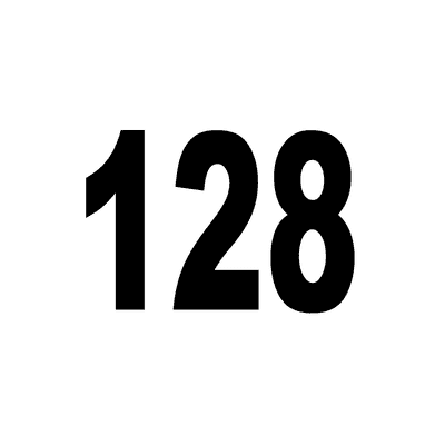 Number 128 White Black Stickers, Magnet | Wacky Print