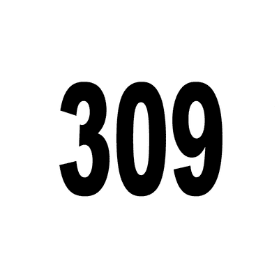 Number 309 White Black Stickers, Magnet | Wacky Print