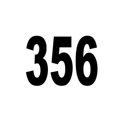 Number 356 White Black Stickers, Magnet | Wacky Print