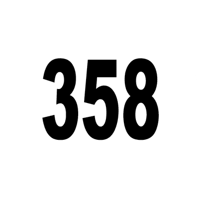 Number 358 White Black Stickers, Magnet | Wacky Print