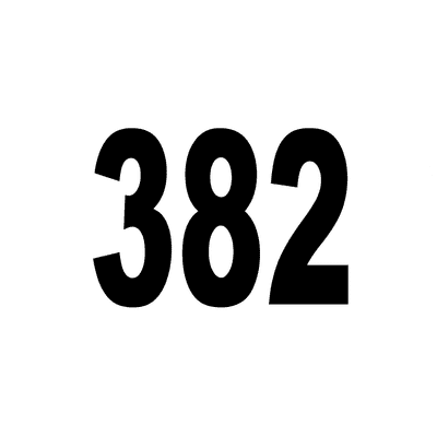 Number 382 White Black Stickers, Magnet | Wacky Print