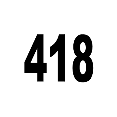 Number 418 White Black Stickers, Magnet | Wacky Print