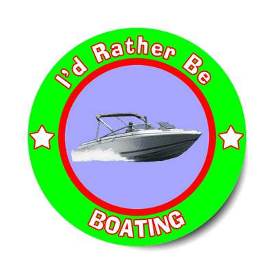 id rather be boating sticker sports games goods ball baseball football soccer hockey fishing bowling dodgeball kickball tennis lacrosse rollerderby biking outdoors outdoorsy adventure