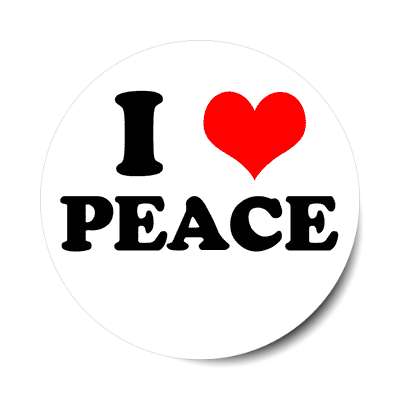 i love/i heart peace red heart stickers, magnet