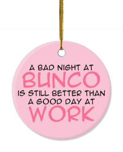 a bad night at bunco is still better than a good day at work pink black stickers, magnet