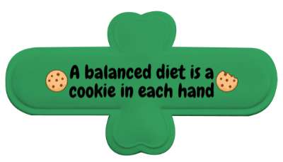 a balanced diet is a cookie in each hand weight joke stickers, magnet